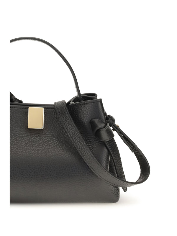 Shoulder Bag Gyoza Black Leather Calf