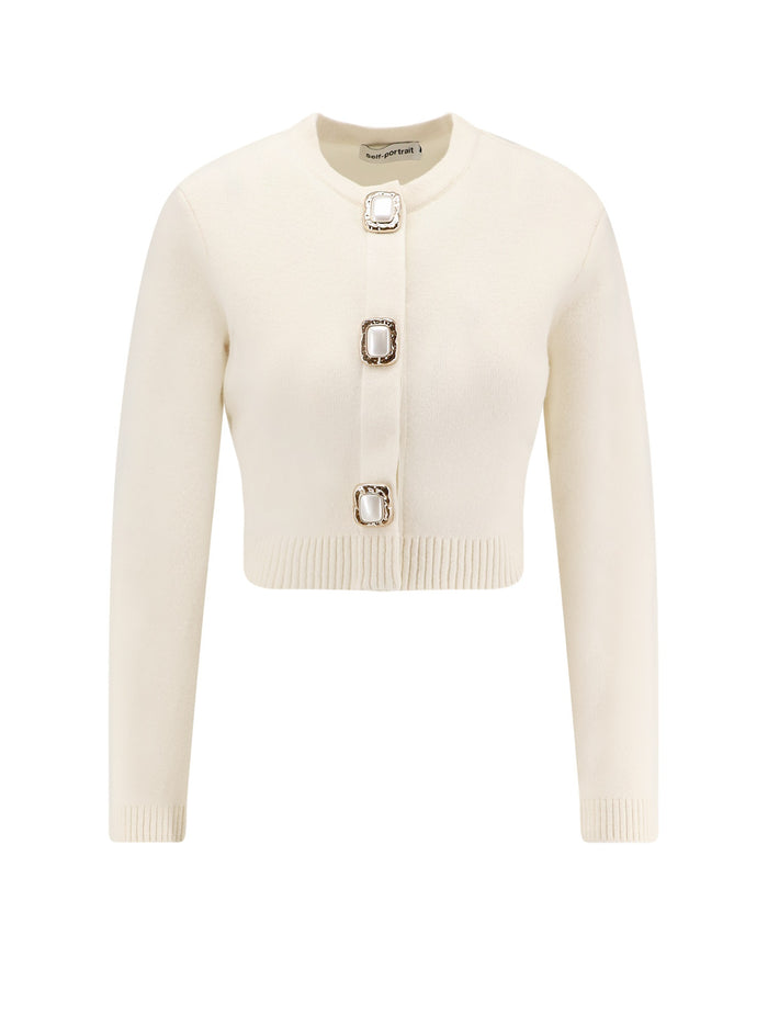 Self Portrait Sweaters White Lana Poliammide Elastan