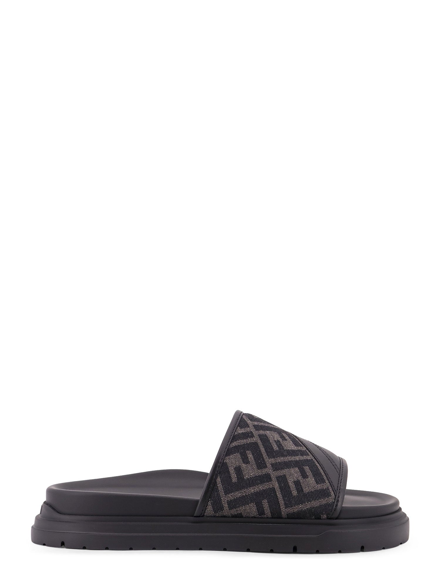 Fendi Sandals Nero Ner Grigio Pelle