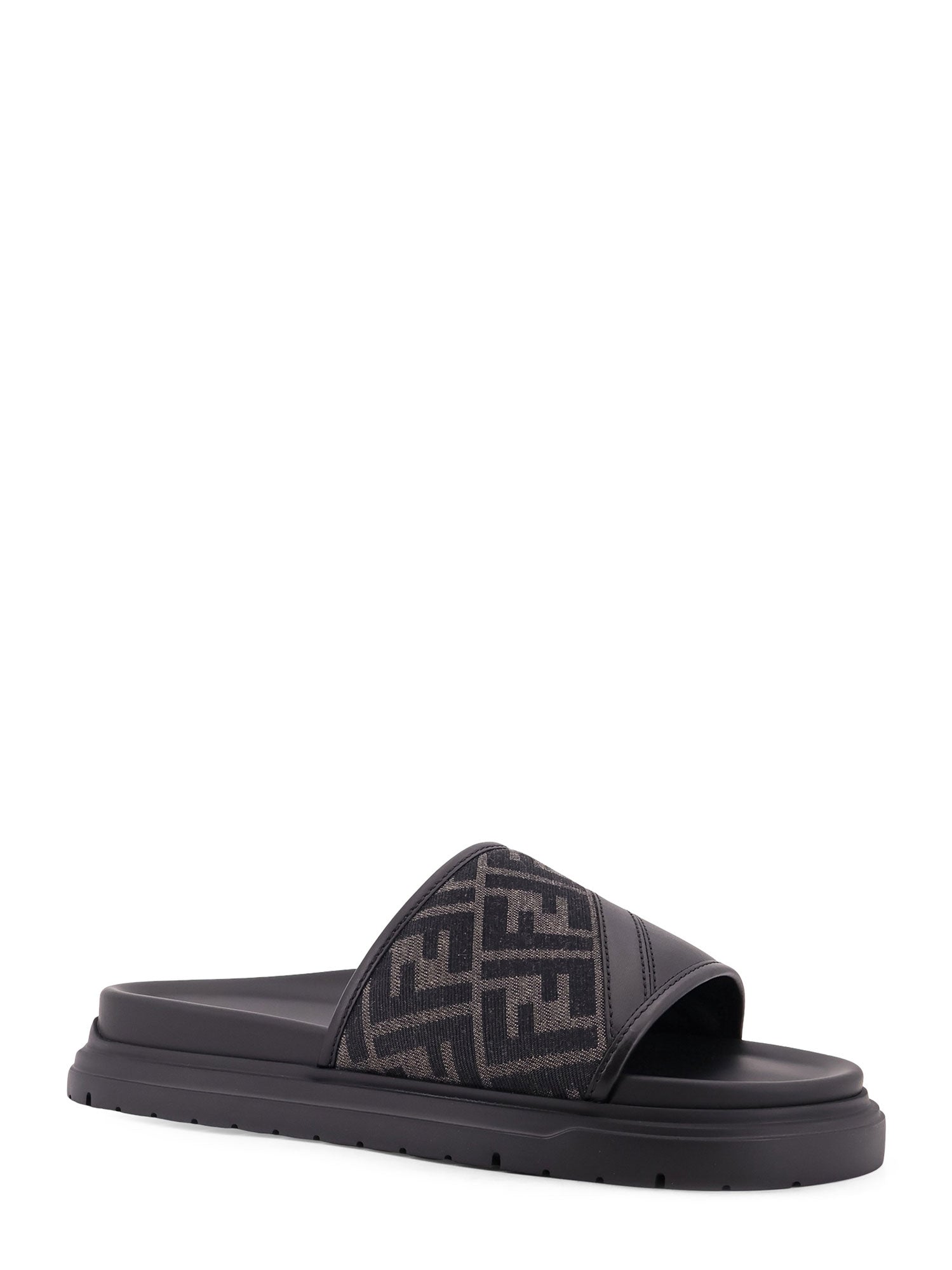Fendi Sandals Nero Ner Grigio Pelle