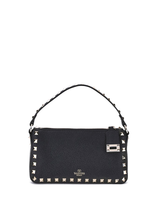 Rockstud Leather Shoulder Bag Nero Calf Bos Taurus