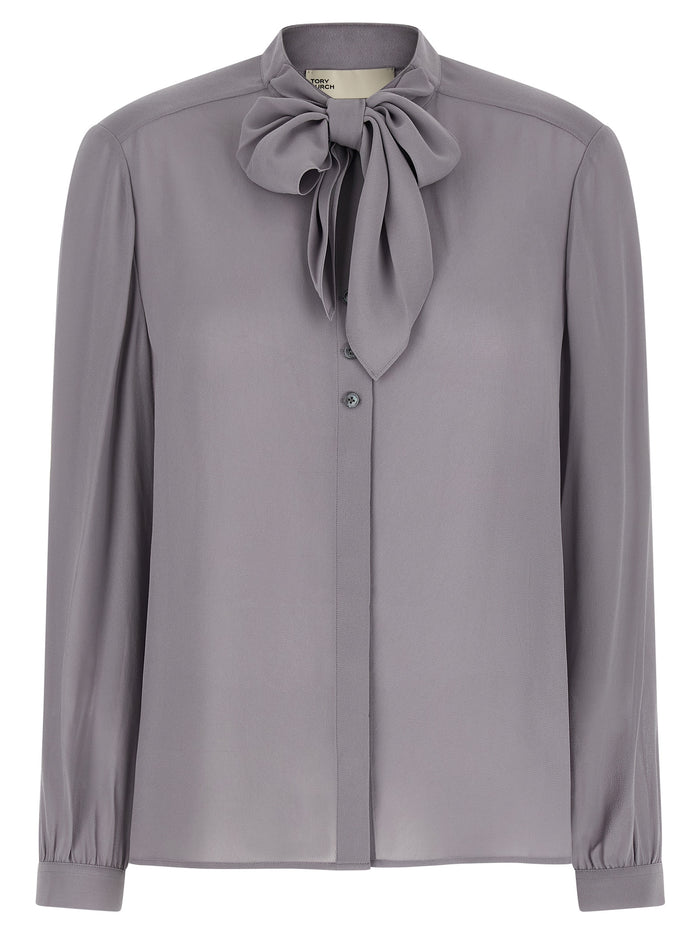 Georgette Bow blouse Gray Viscose Shirt