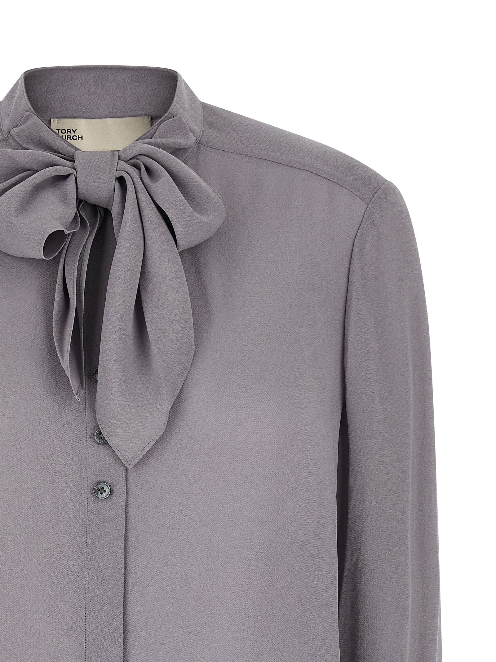Georgette Bow blouse Gray Viscose Shirt
