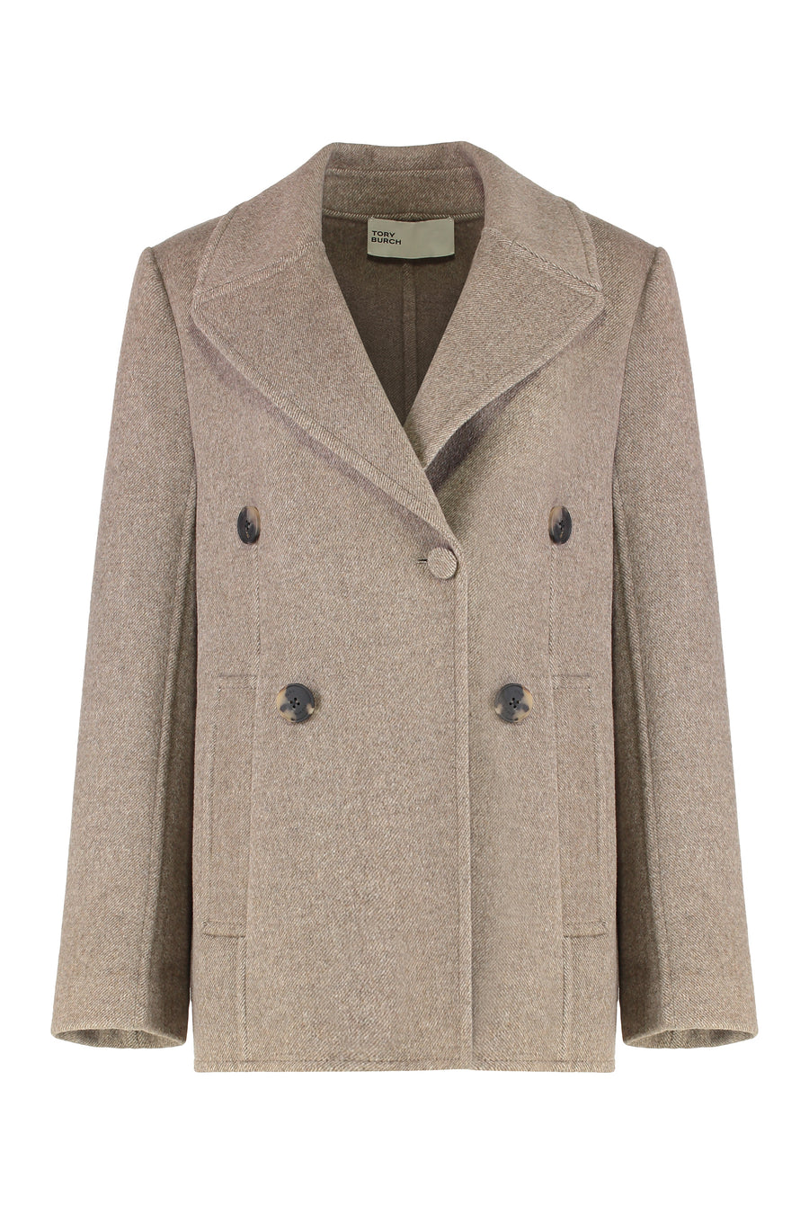 Jacket Twill Wool Mocha Double Breasted & Peacoats