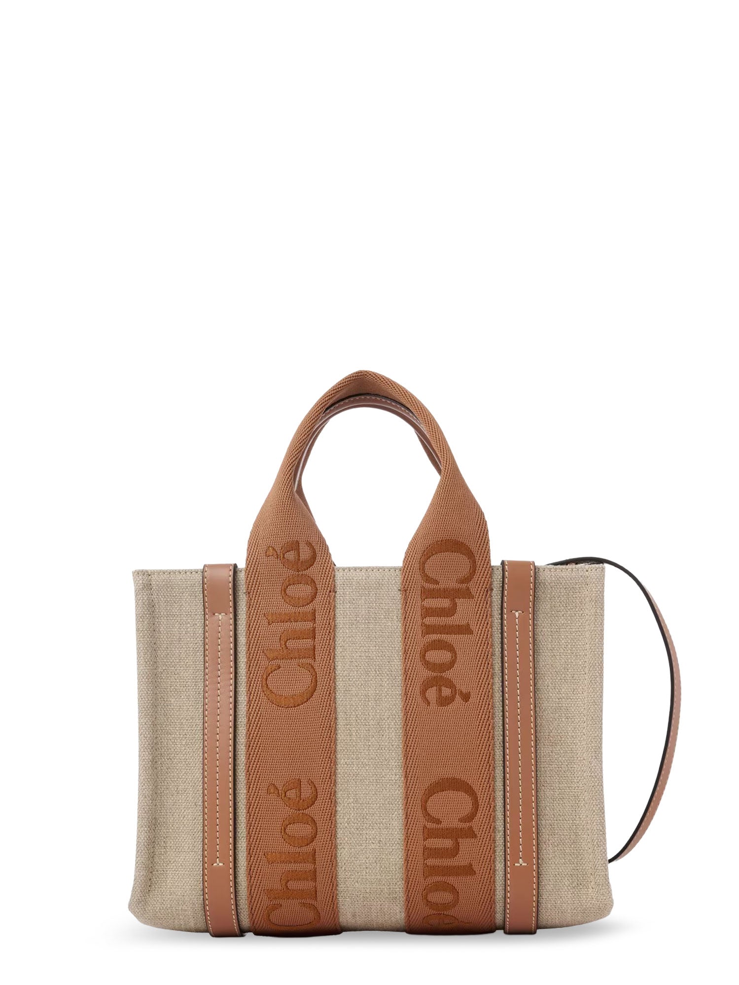 Chloè Bags Dusty Tan Lino/cotone/pelle