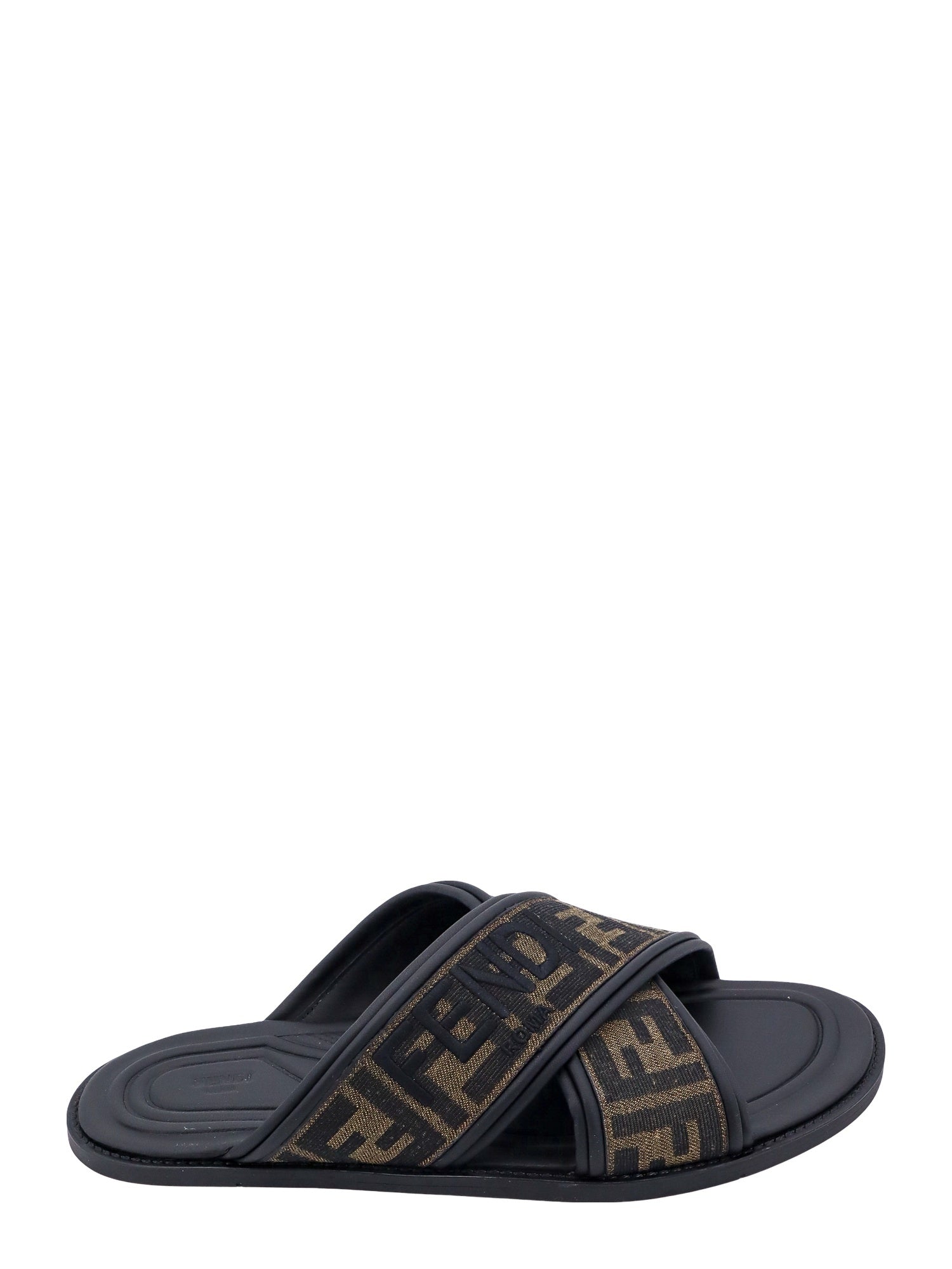 Fendi Sandals Tabacco Nero+nero Canvas/pelle