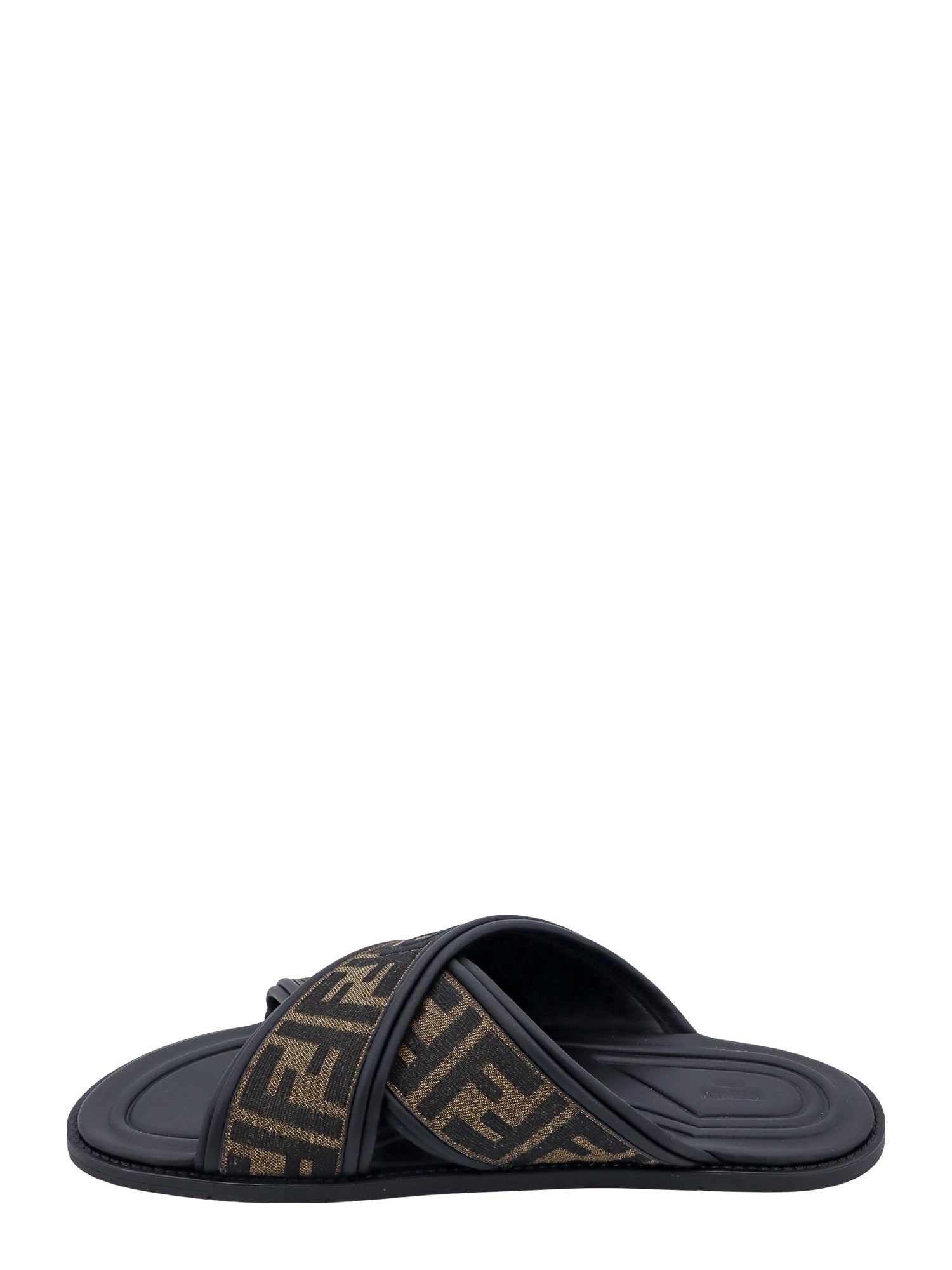Fendi Sandals Tabacco Nero+nero Canvas/pelle