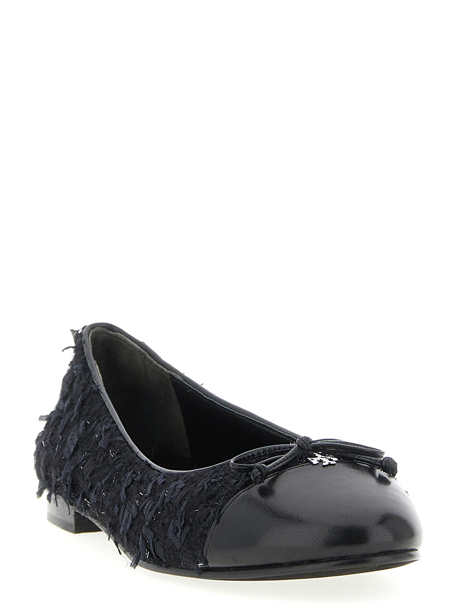 Cap-Toe ballet flats Blue Wool Polyamide Goat Leather Flat Shoes