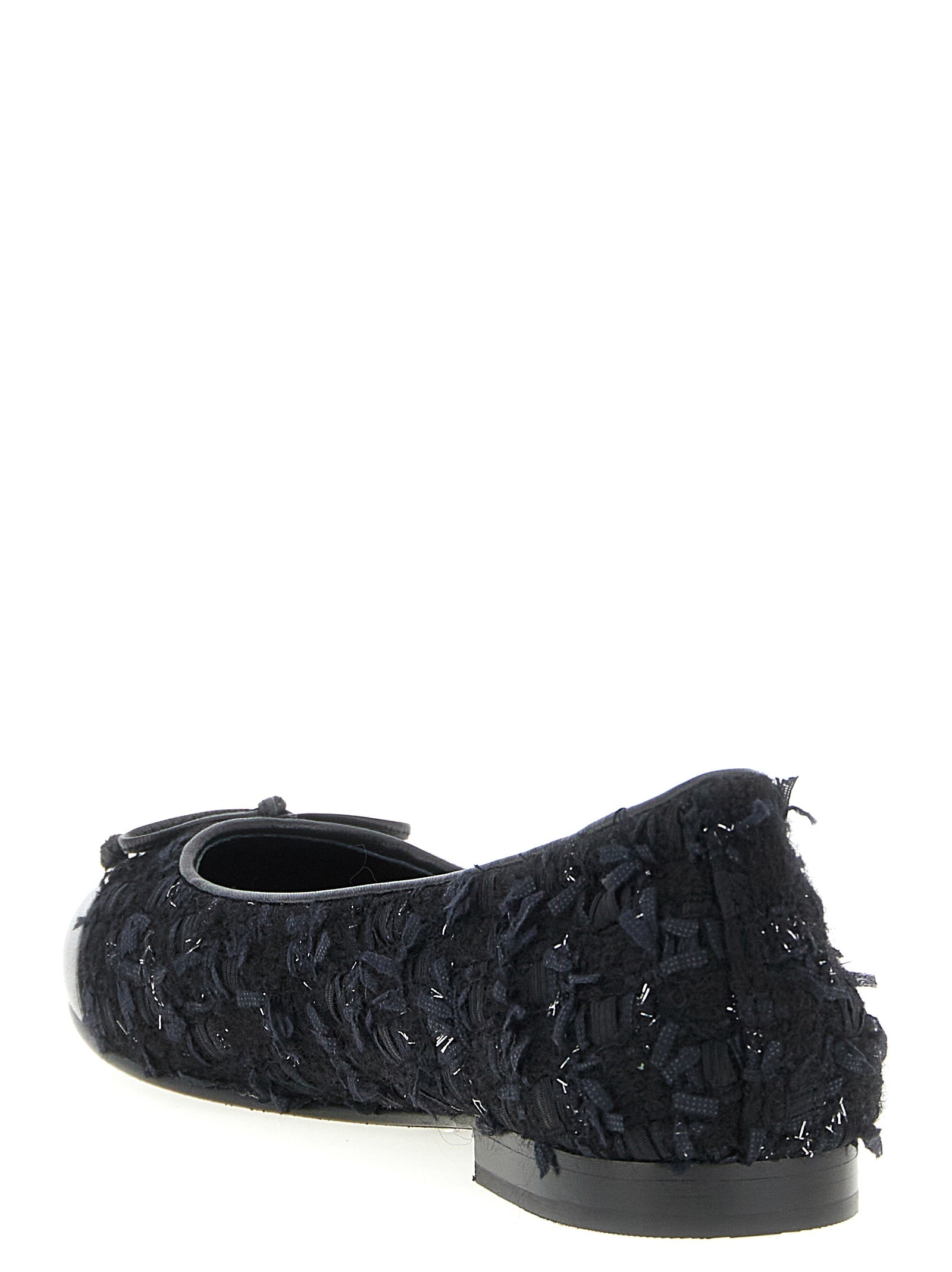 Cap-Toe ballet flats Blue Wool Polyamide Goat Leather Flat Shoes