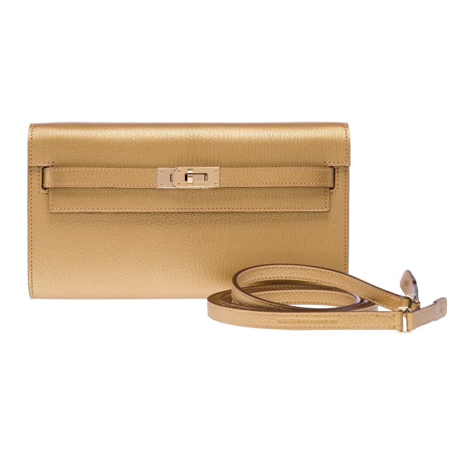 Sac Hermes Kelly To Go En Cuir Doré - 103378 Gold Wallet-On-Strap