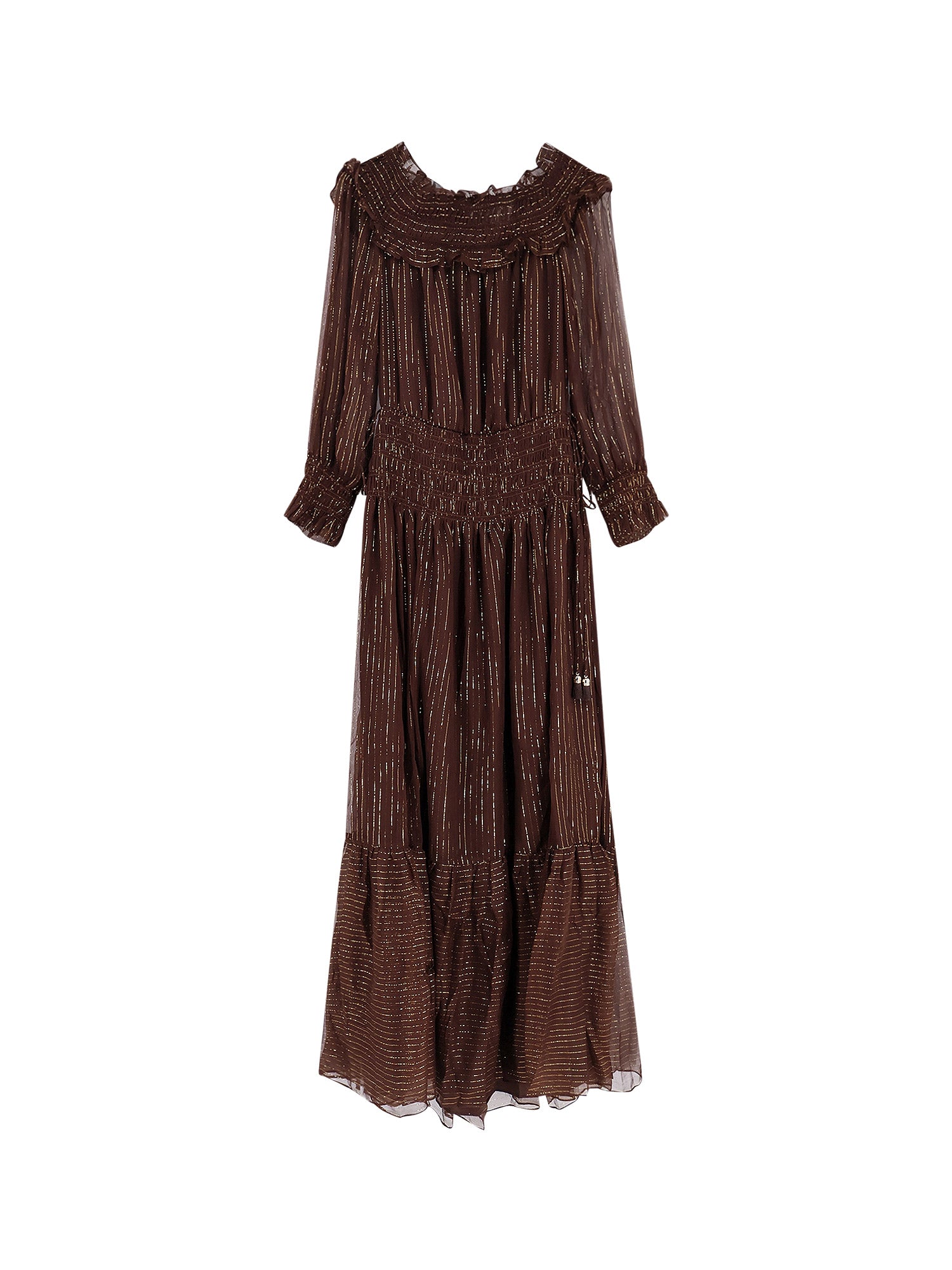 SELF PORTRAIT Dresses Brown Seta Fibra Metallizzata