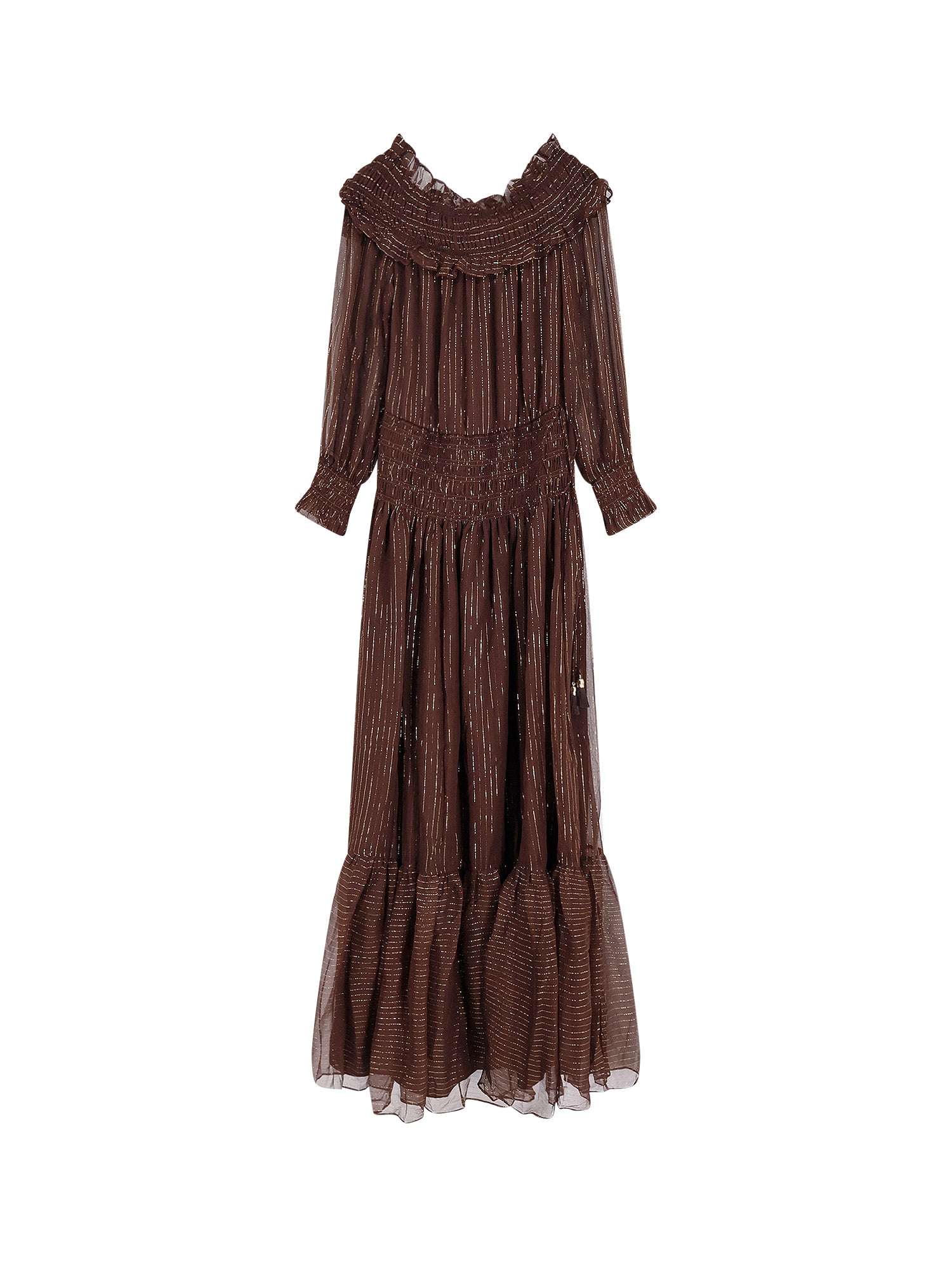 SELF PORTRAIT Dresses Brown Seta Fibra Metallizzata