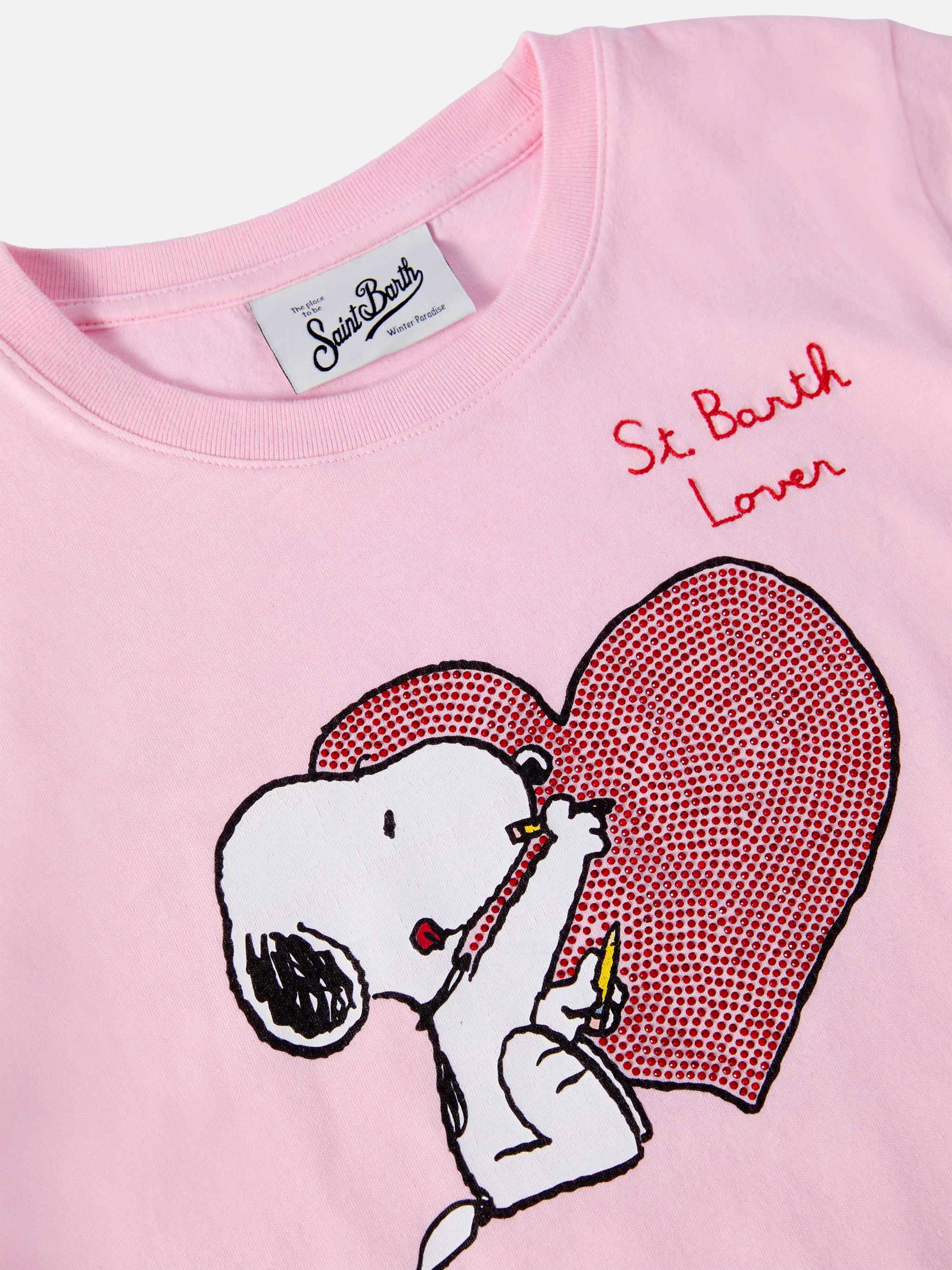 Penny Long-Sleeve Cotton T-Shirt Pink With Snoopy Print And Rhinestone Appliqué | Peanuts Special Edition