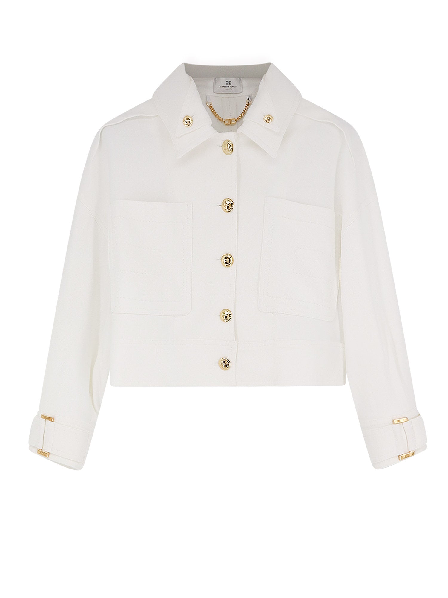 Elisabetta Franchi Jackets Ivory Viscosa Elastan