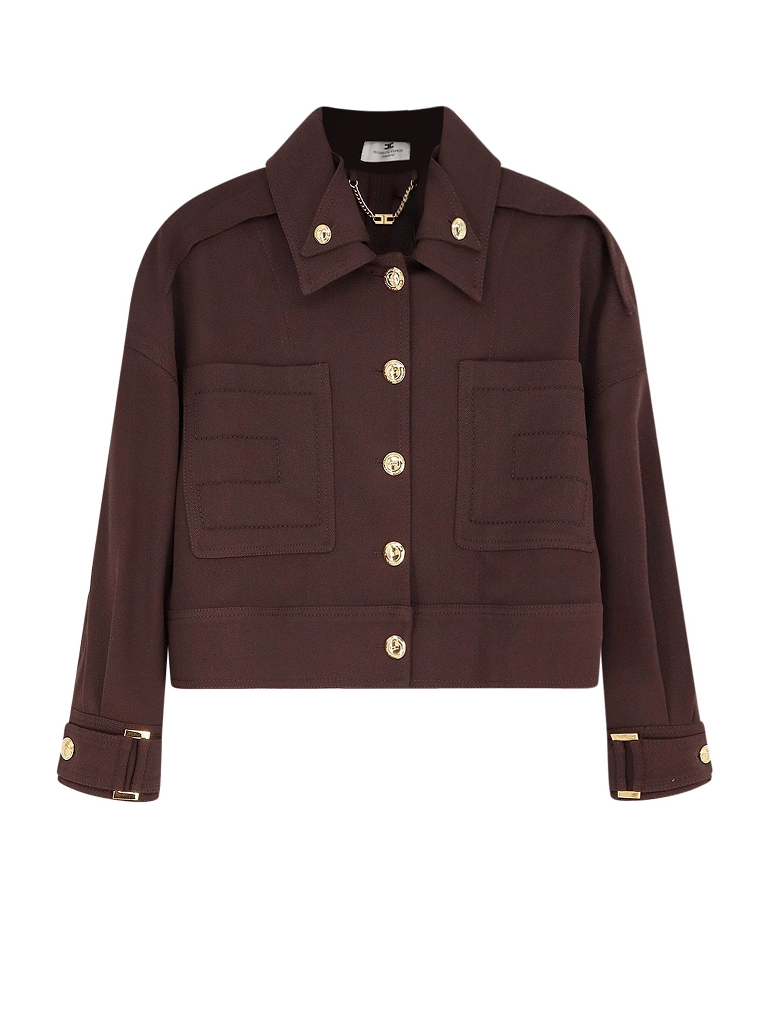 Elisabetta Franchi Jackets Brown Viscosa Elastan
