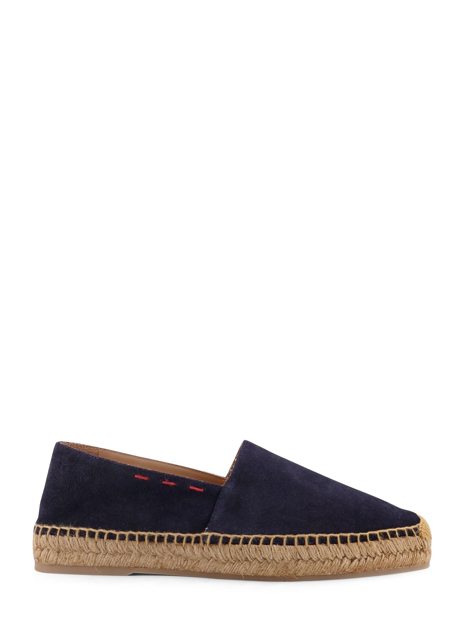 KITON CIRO PAONE Flat shoes Blue Suede/rafia