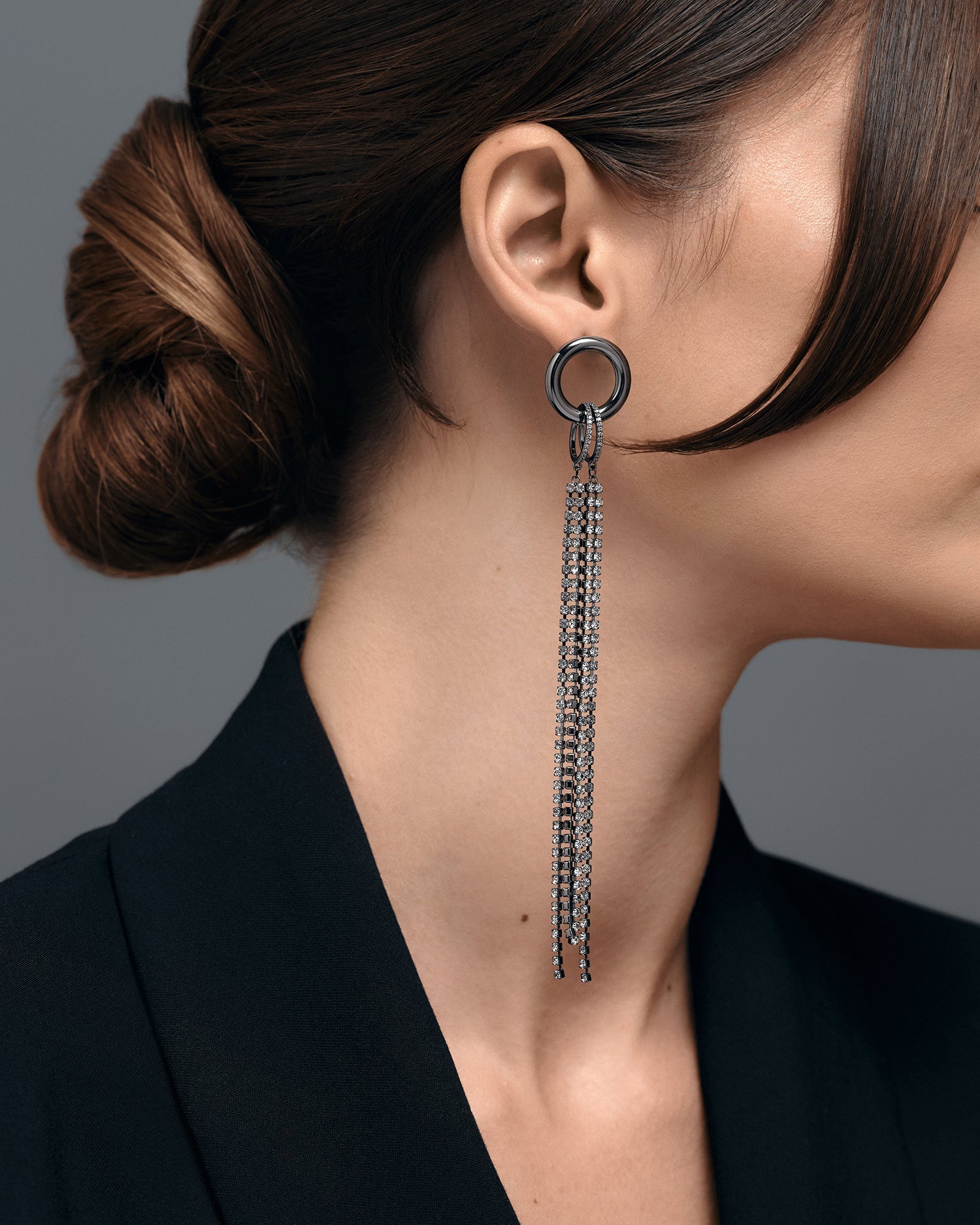 Earring Carre Ruthenium __single__ Earrings
