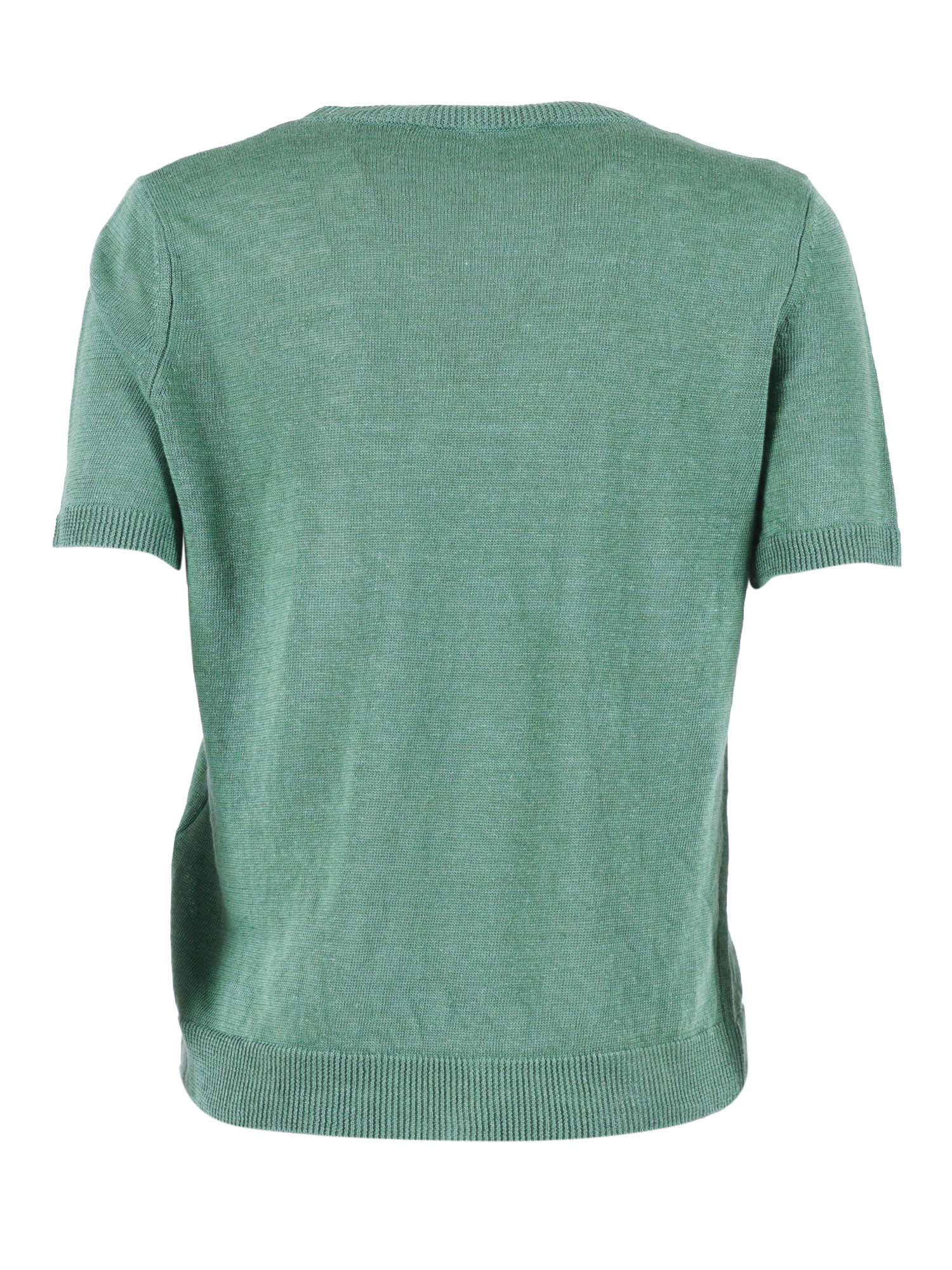 SWEATER Green Linen Crewneck