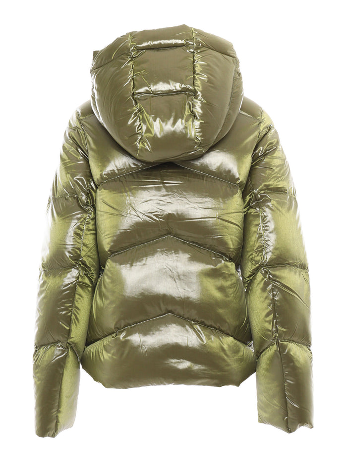 Ninev Crystal Chintz Thermo Down Jacket Green Short Puffer