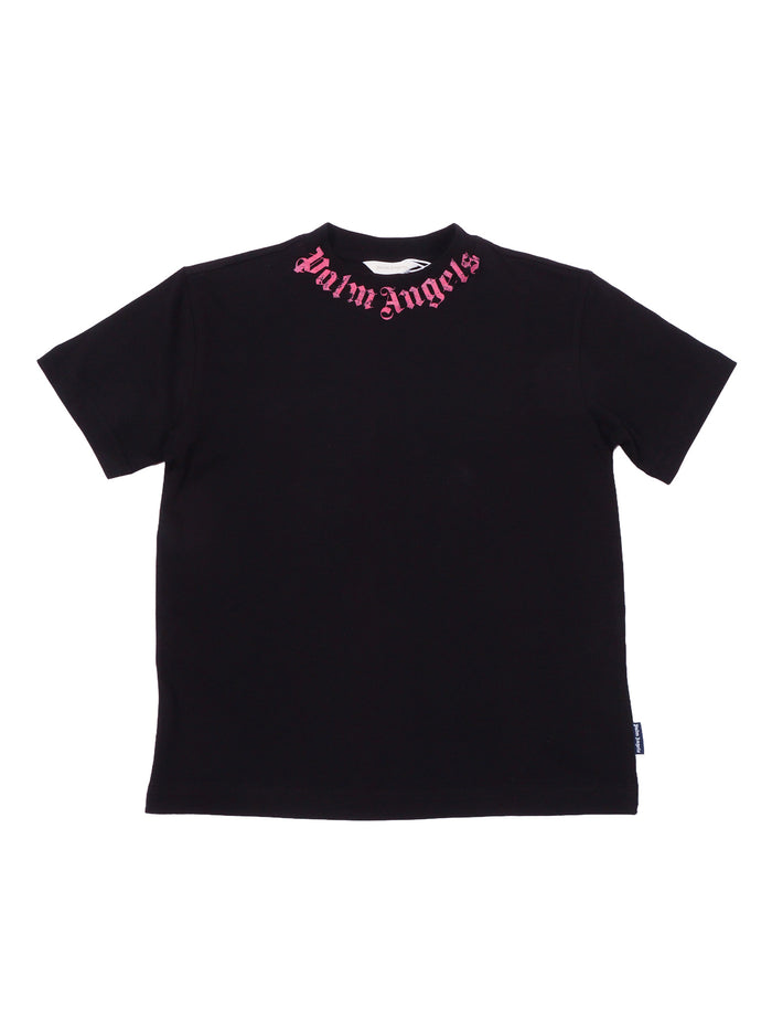 Neck Logo Brushed Reg Tee S-S Girl Black Cotton Sweatshirt