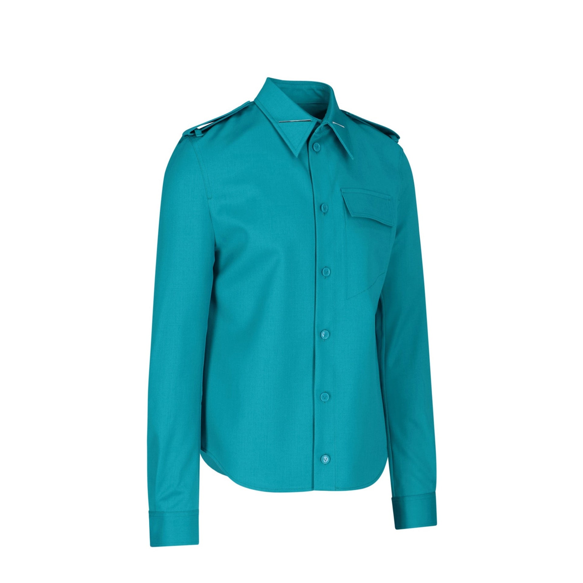 Grain De Poudre Wool Shirt Green Elastane