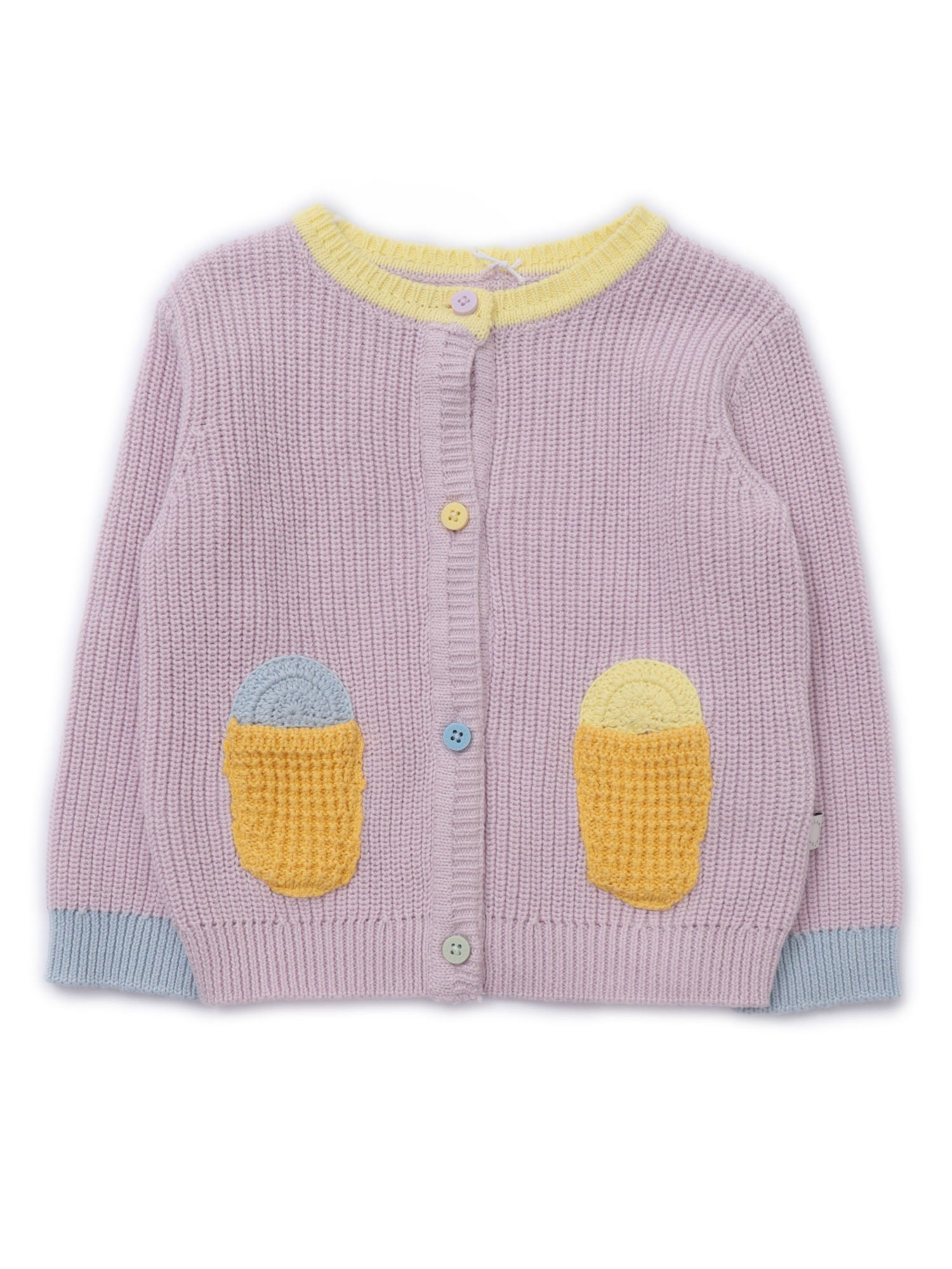 KNIT CARDIGAN Purple Cotton