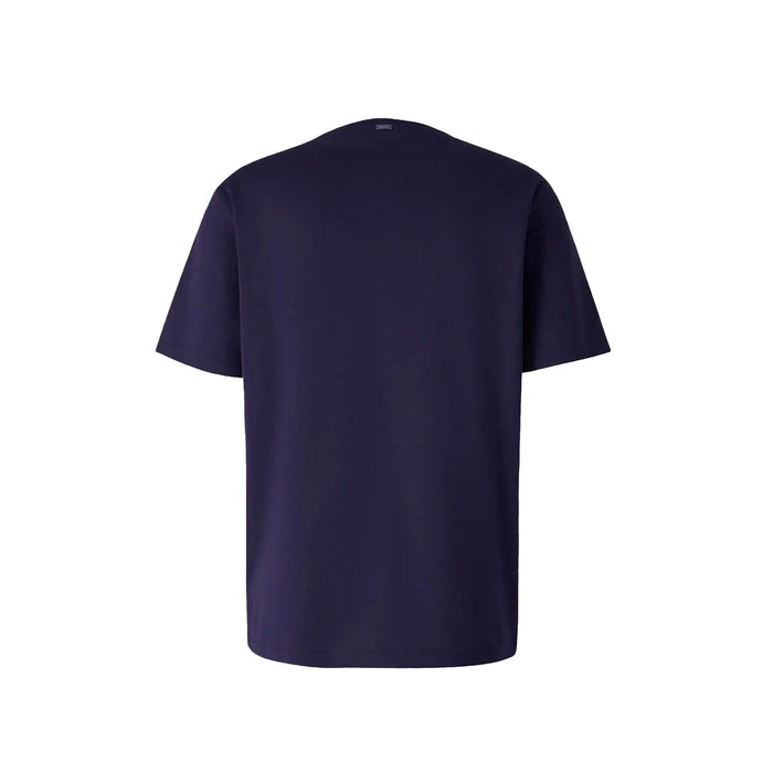Herno Logo Detailed Crewneck T-Shirt Blue Cotton