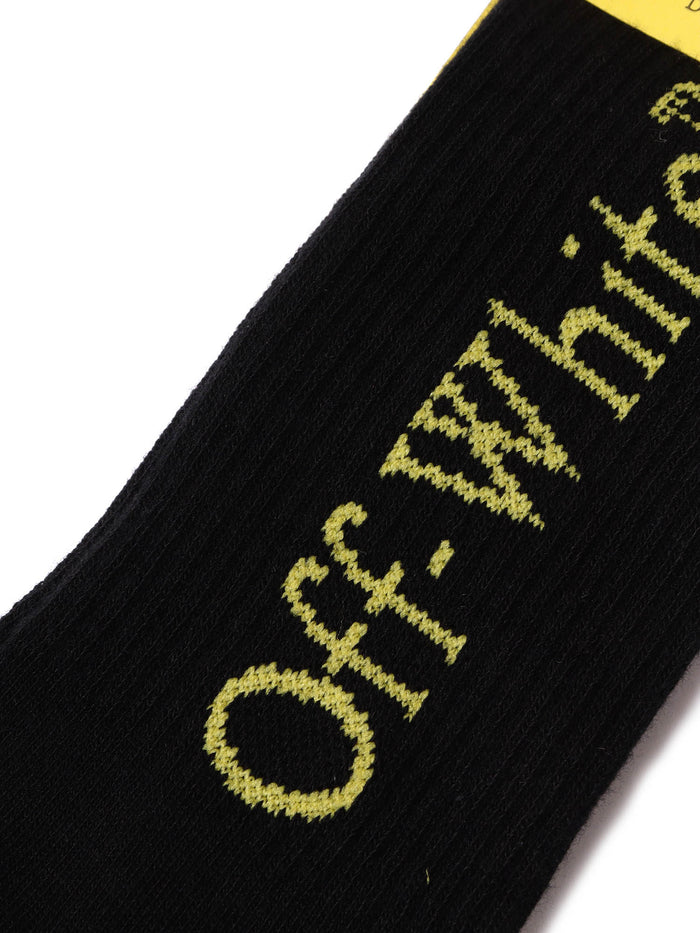 BOOKISH STRPES LONG SOCKS BLACK - YELLOW Polyamide Elastane Cotton