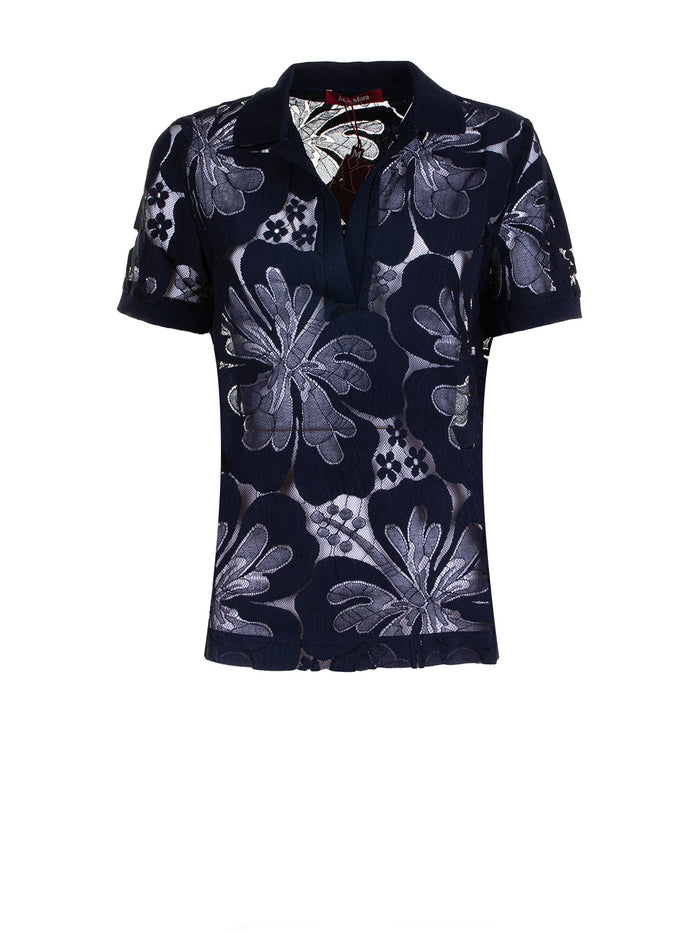 Max Mara Studio T-Shirts And Polos Blue Polyamide / Elastane