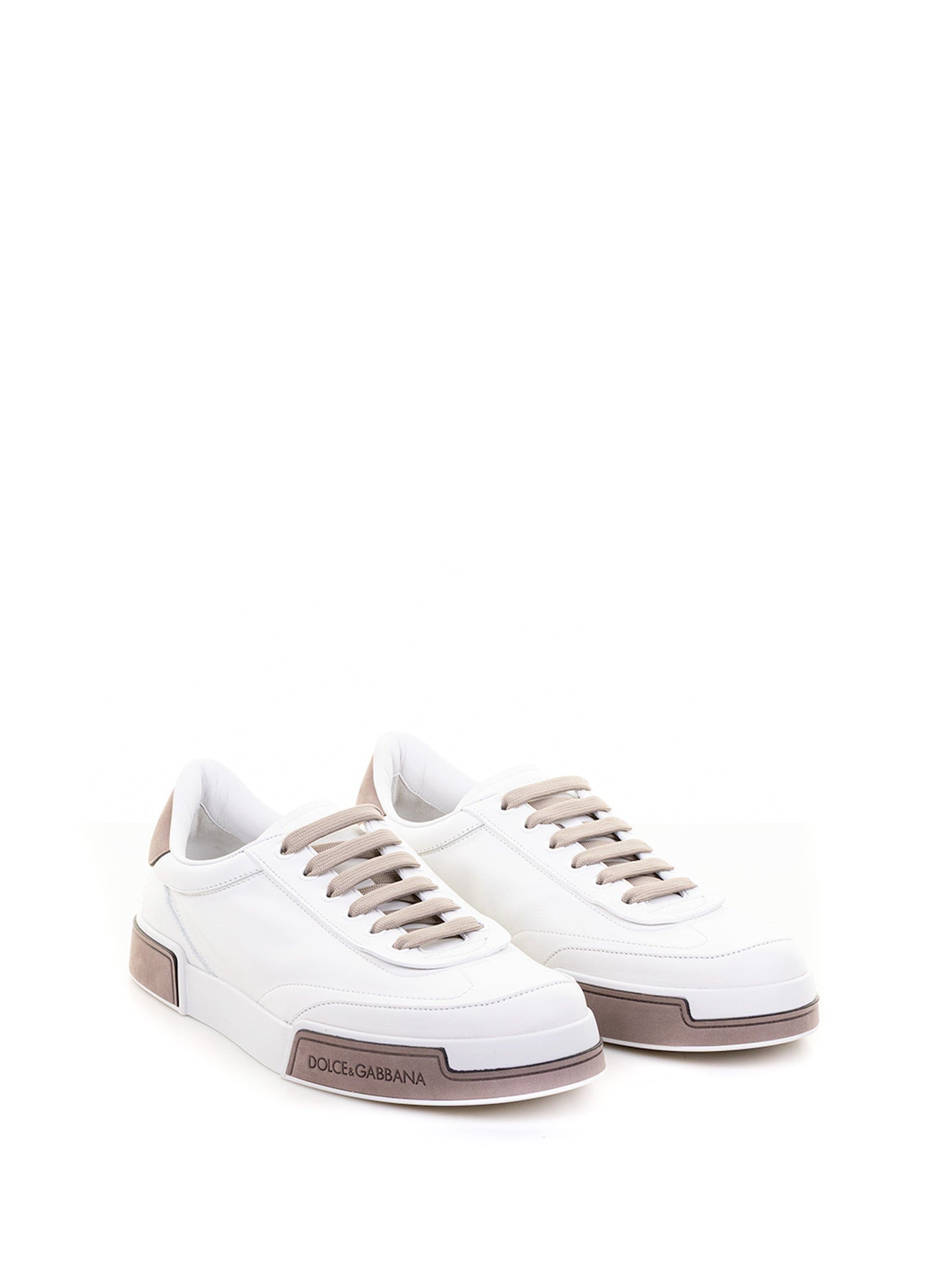 Dolce & Gabbana Flat Shoes Bianco Tortora Pelle