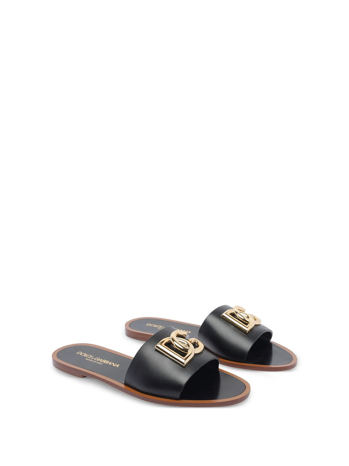 Dolce & Gabbana Sandals Black Bovine Polyester