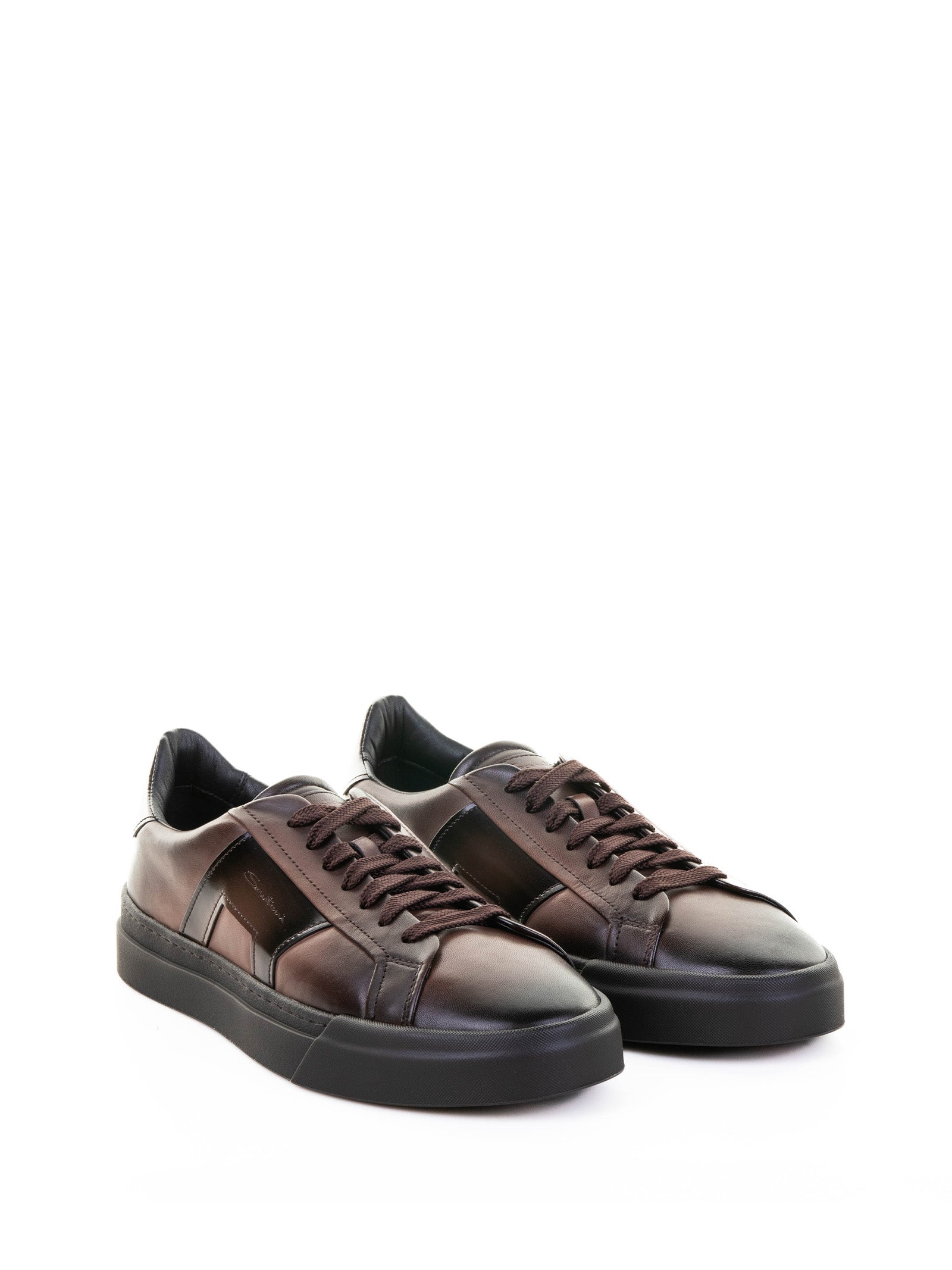 Santoni Sneakers Dark Brown Rubber Calf