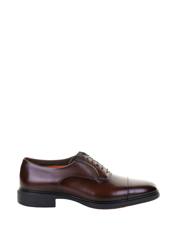 Santoni Flat Shoes Dark Brown Rubber Calf