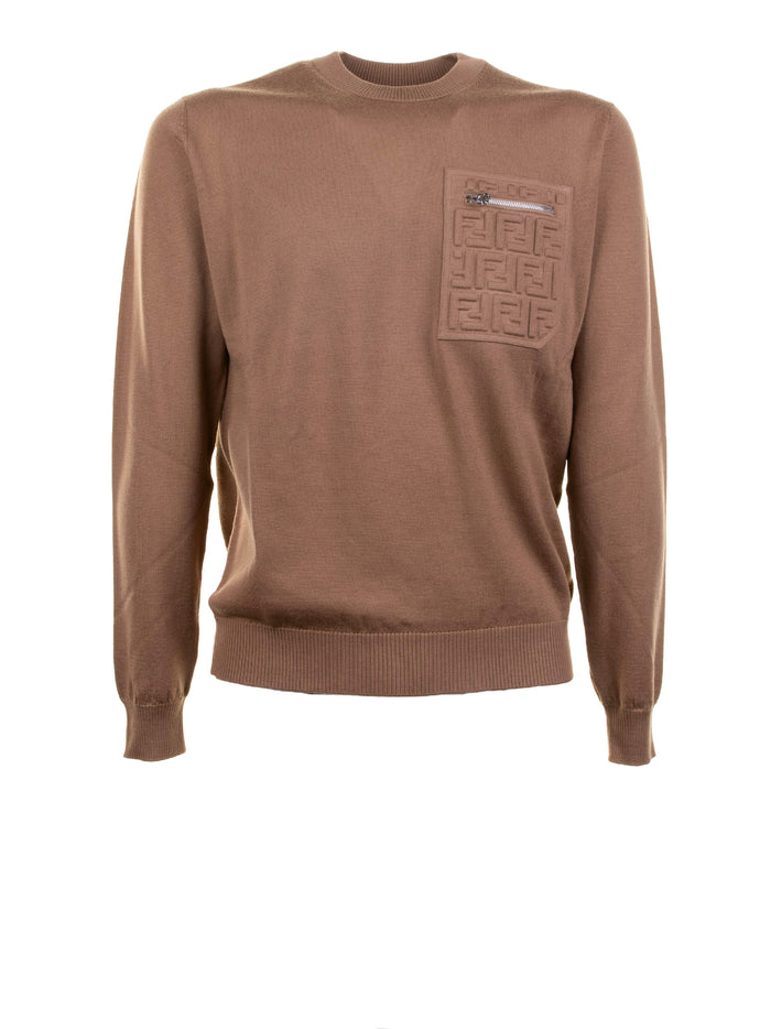 Fendi Sweaters Brown Wo Polyamide