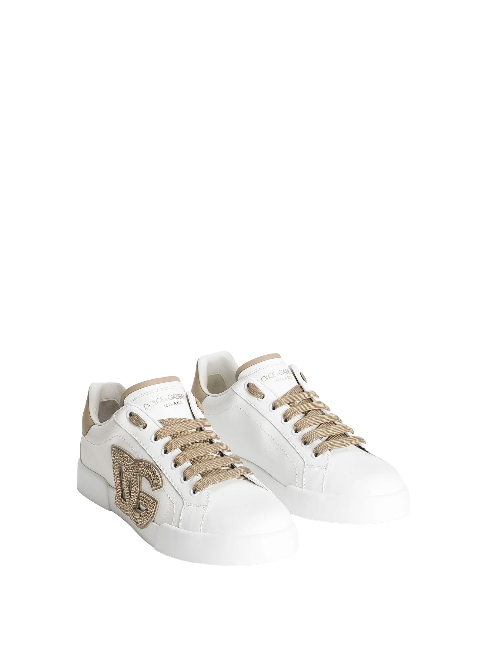 Dolce & Gabbana Sneakers Bianco Taupe Leather