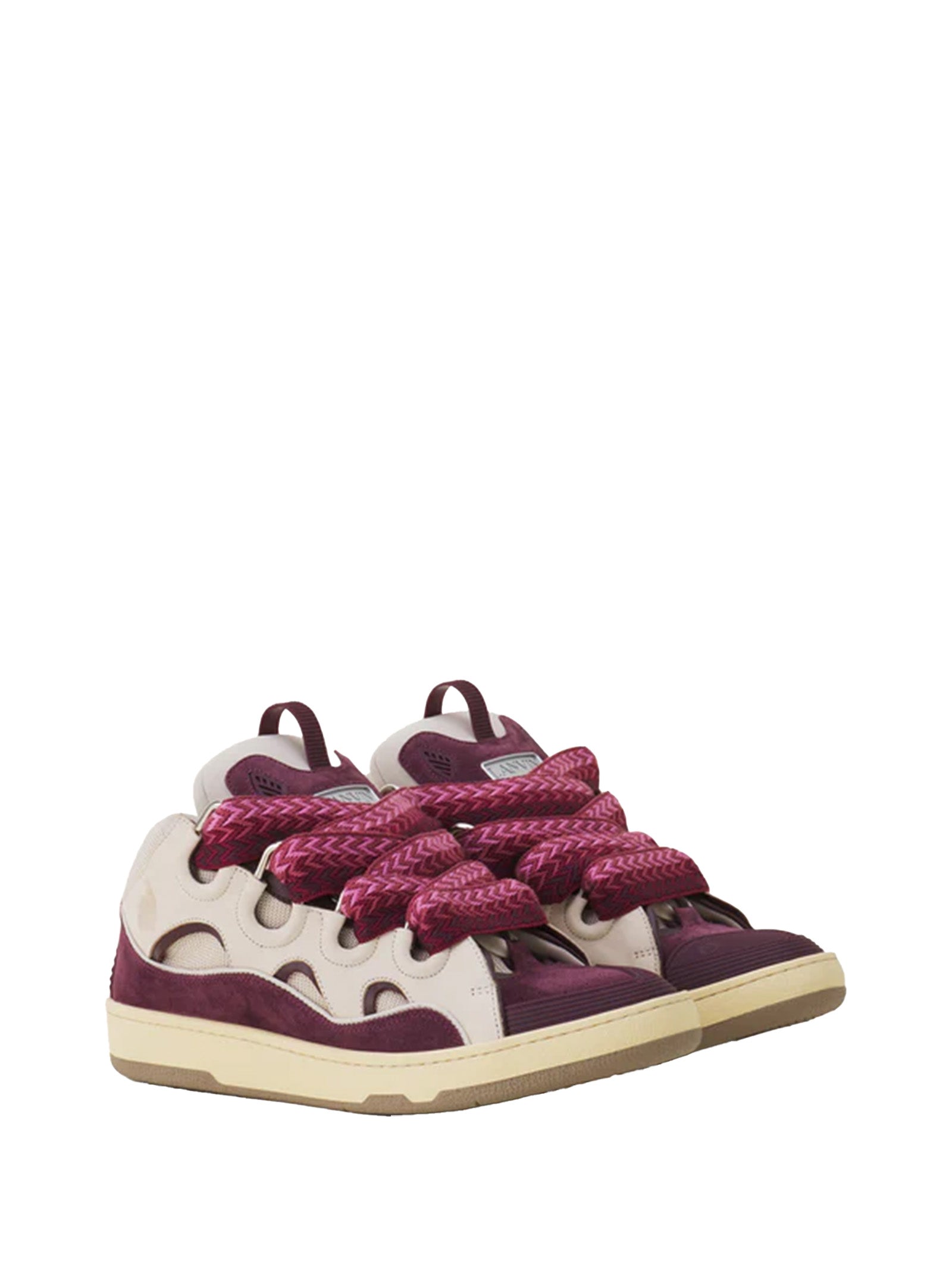 Lanvin Sneakers Beige Burgundy Pl Calf