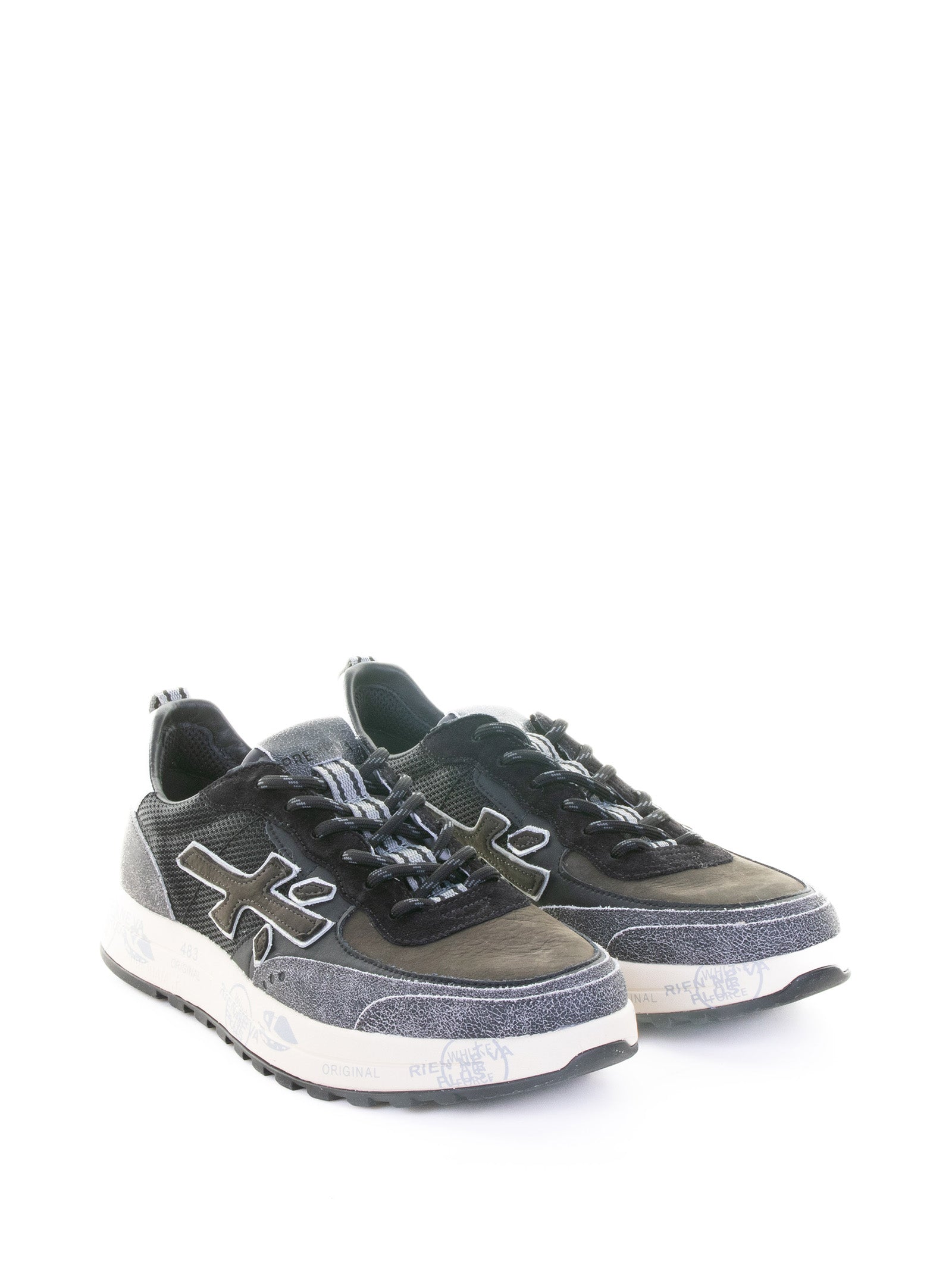 Premiata Sneakers Black Textile Leather Rubber