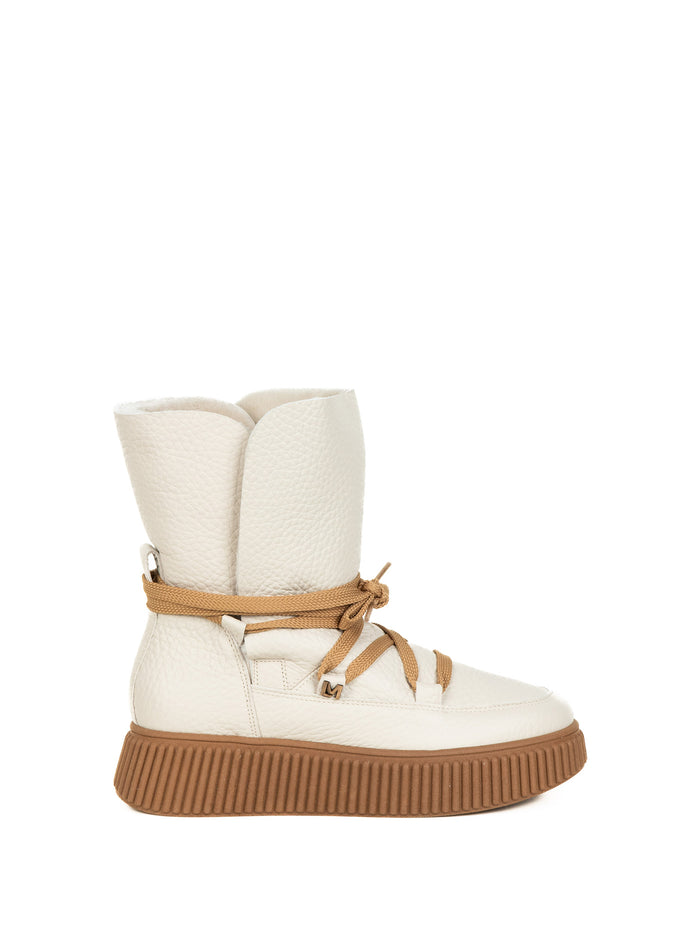 Lorenzo Mari Boots Avorio Taupe Pebbled Leather Upper