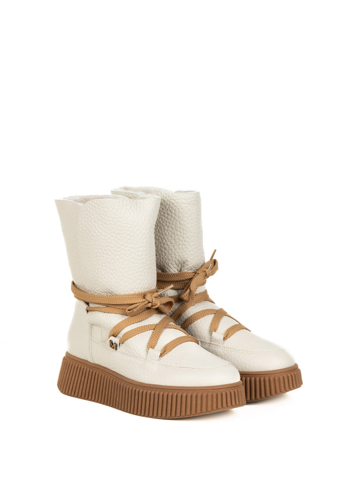 Lorenzo Mari Boots Avorio Taupe Pebbled Leather Upper