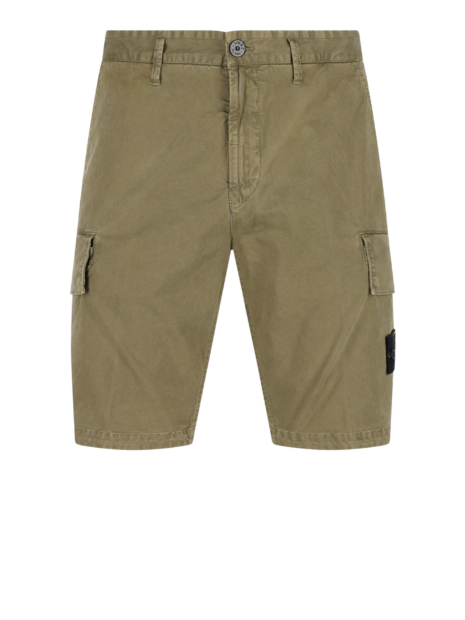 Stone Island Shorts Military Green Cotone + Elastan