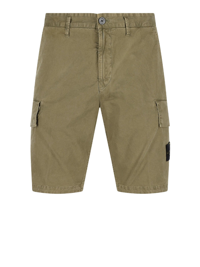 Stone Island Shorts Military Green Cotone + Elastan