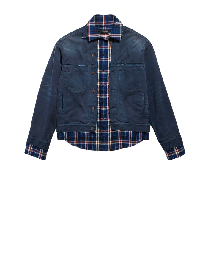 Balenciaga Shirts Navy Dirty Dark Blue Cotton