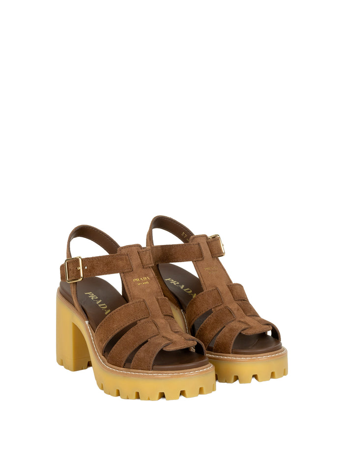 Prada Sandals Brown Calf Leather