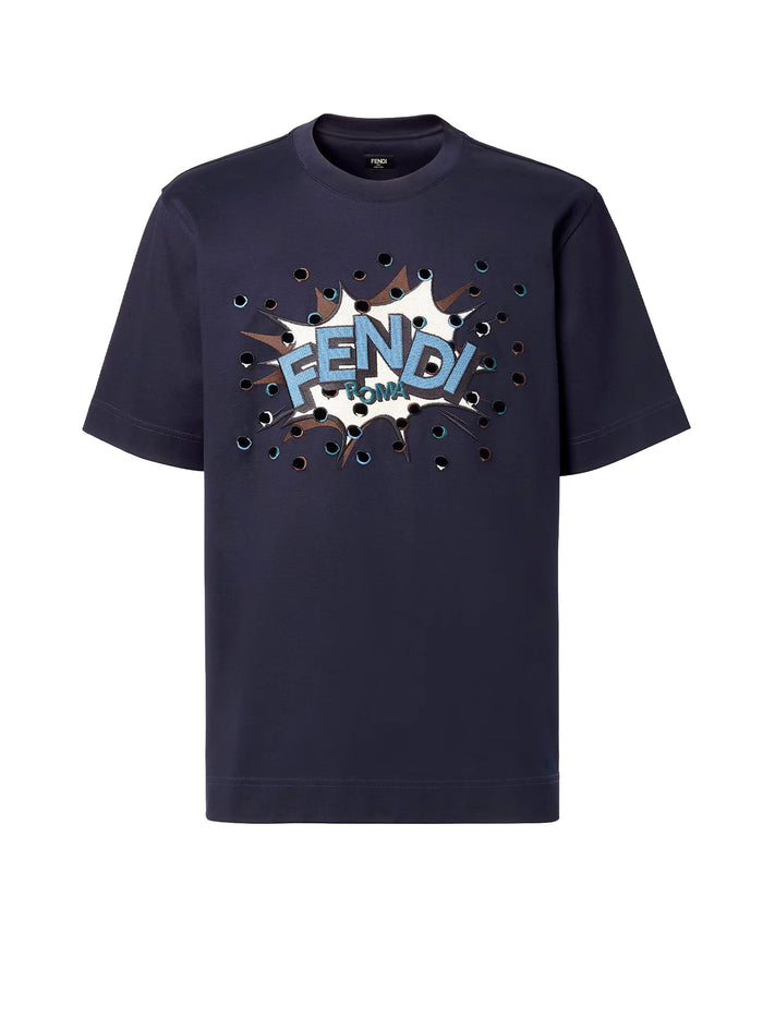 Fendi T-shirts and Polos Dark Blu Co+ricamo:co+ricamo:10