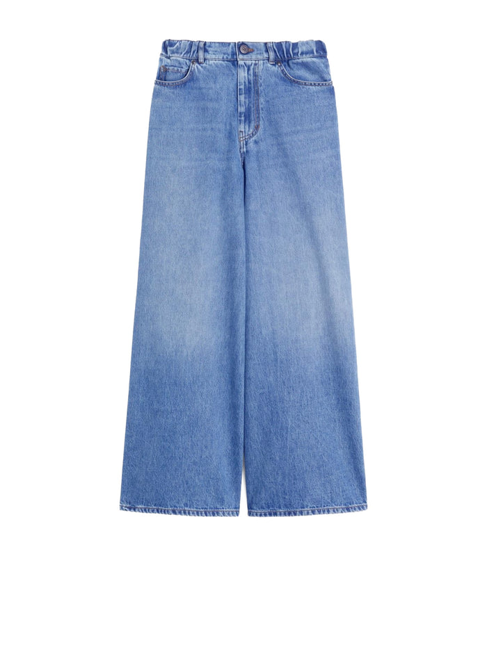 Max Mara Weekend Trousers Indaco Chiaro Cotone