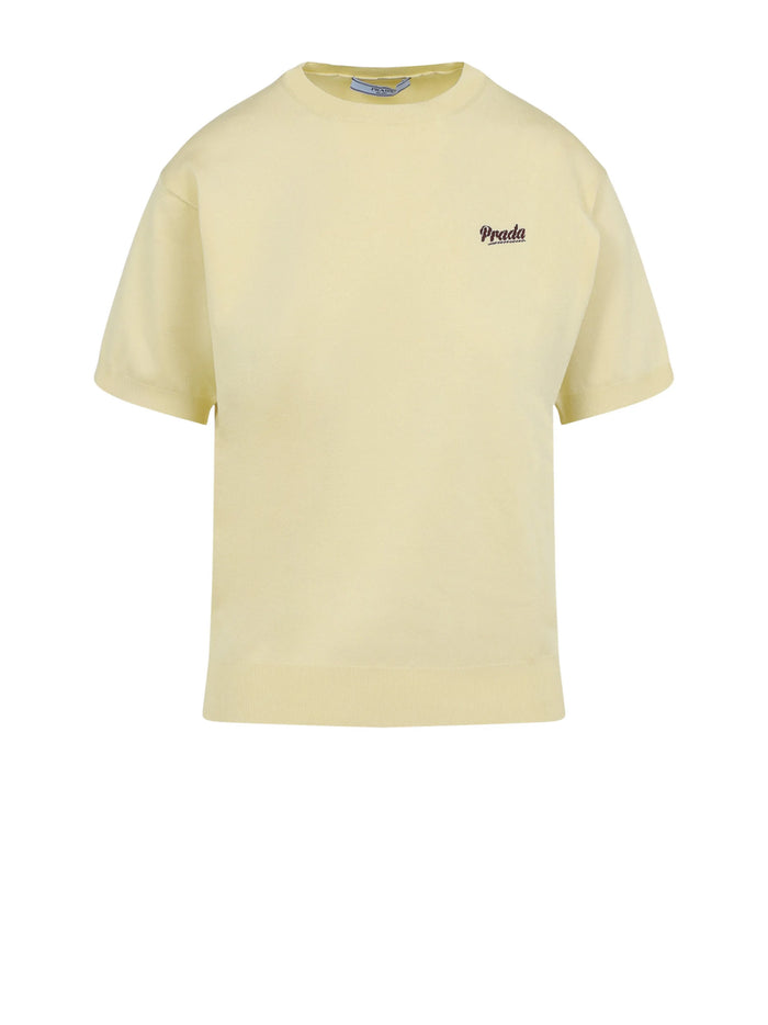 Prada Sweaters Crema+amaranto Recycled Silk Pa
