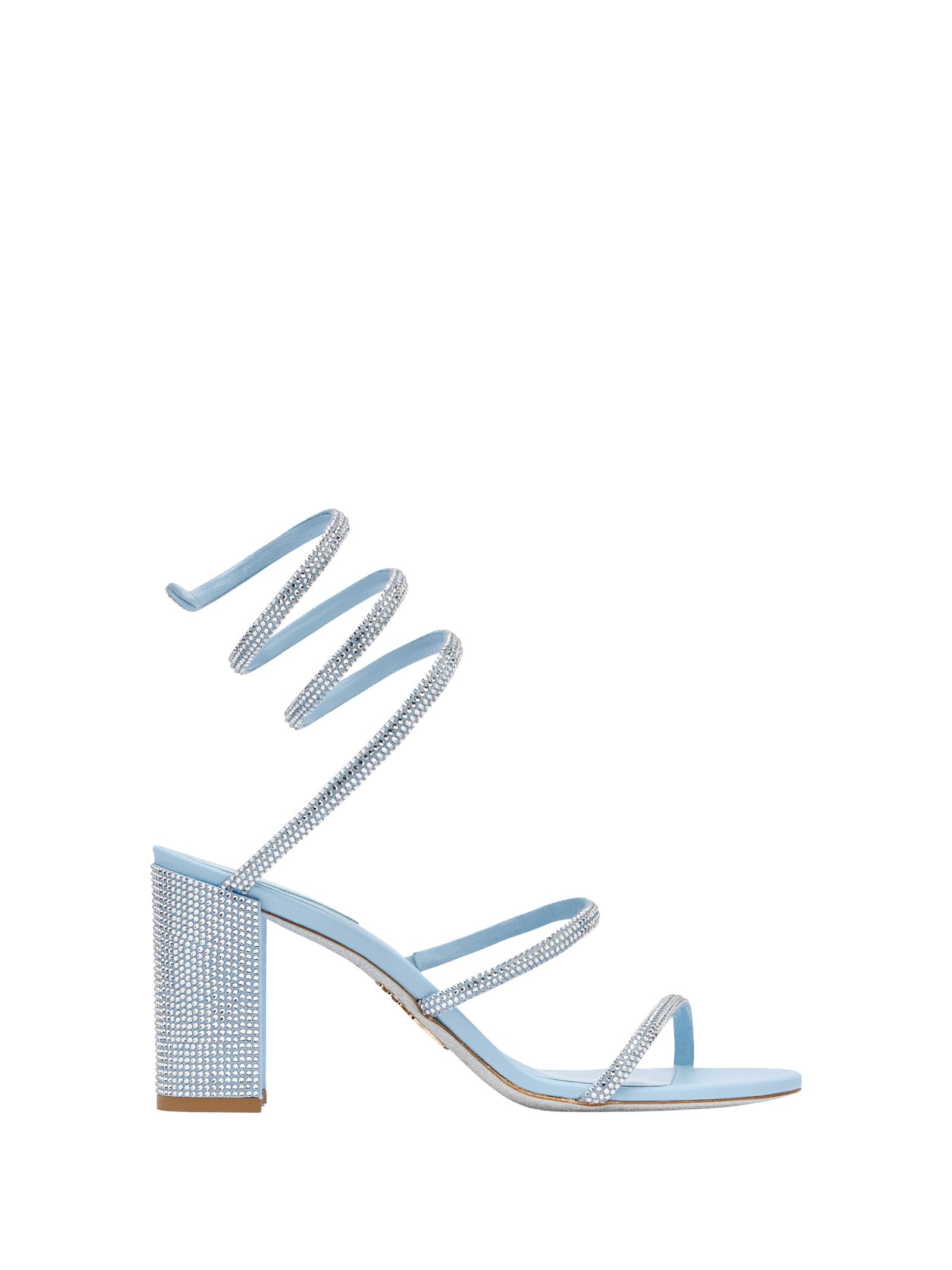 René Caovilla Sandals Baby Blue Satin Crystal Strass
