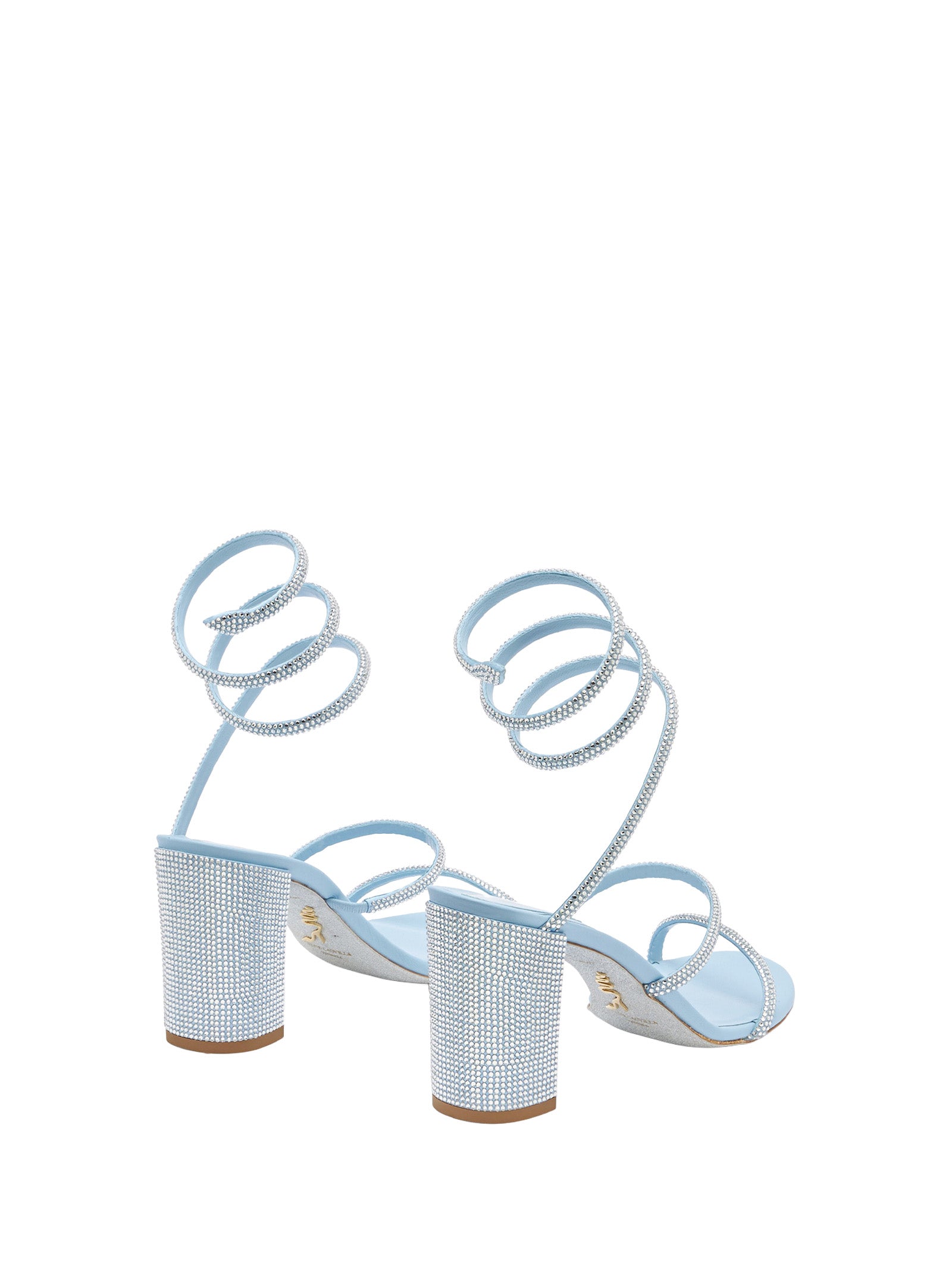 René Caovilla Sandals Baby Blue Satin Crystal Strass