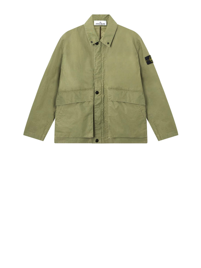 Stone Island Coats Military Green Poliestere + Cotone