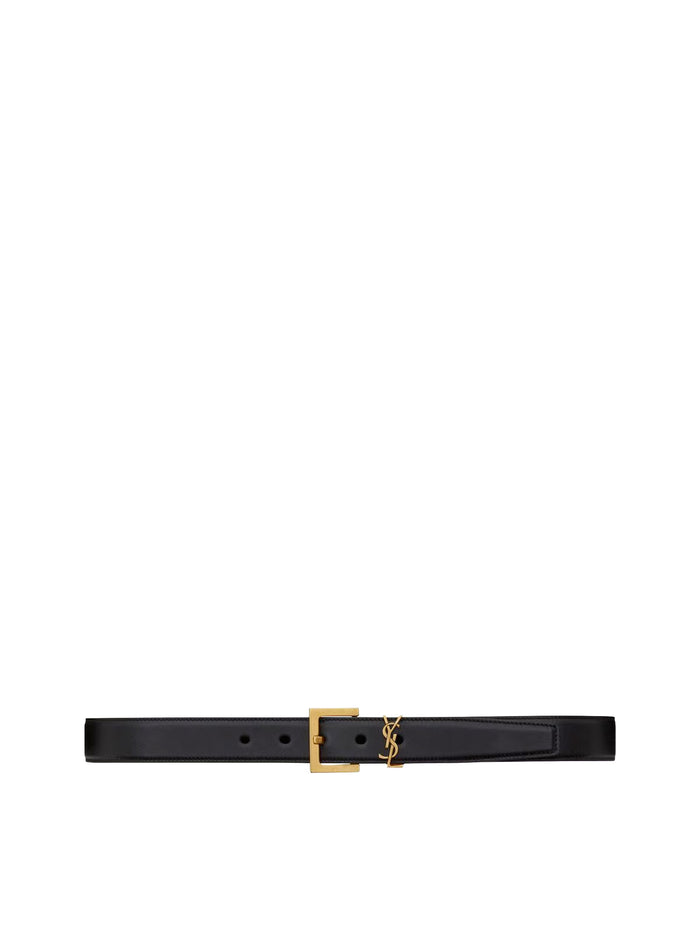 Saint Laurent Belts Black Calf Leather